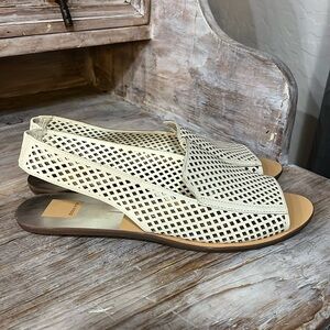 🤍 NWOT Dolce Vita Open Toe Slingback Sandal Lisco Size 10 Leather Cream Flats